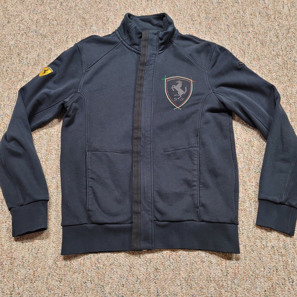 Puma Ferrari Scuderia Mens Full Zip Track‎ Jacket Blue Racing F1 Shield Small